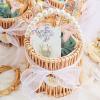 Loanzeg Satin Bridesmaid Scrunchies Bachelorette Hair Ties Set of 6 Bridal Shower No Damage Hairties ideas Gift for Wedding Party Favors Bridesmaid Proposal Gifts (White&Blue) view 3