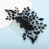 Teyglen Dainty Black Crystals Beads Bride Wedding Hair Comb Hair Accessories Shiny Rhinestones Simple Bridal Side Hair Combs for Women Bride Girls view 2