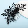 Teyglen Dainty Black Crystals Beads Bride Wedding Hair Comb Hair Accessories Shiny Rhinestones Simple Bridal Side Hair Combs for Women Bride Girls view 3