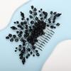Teyglen Dainty Black Crystals Beads Bride Wedding Hair Comb Hair Accessories Shiny Rhinestones Simple Bridal Side Hair Combs for Women Bride Girls view 4