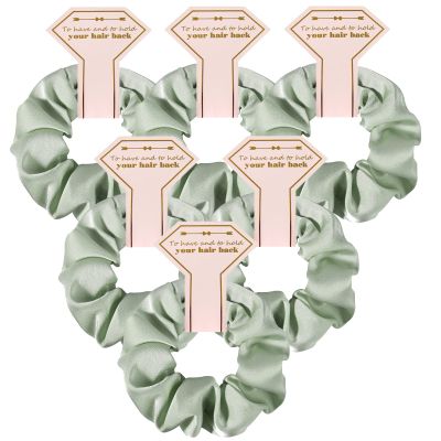 Loanzeg Satin Bridesmaid Scrunchies Bachelorette Hair Ties Set of 6 Bridal Shower No Damage Hairties ideas Gift for Wedding Party Favors Bridesmaid Proposal Gifts (Sage Green)