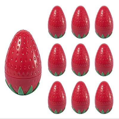 30g Strawberry shape Jar Fruit Shaped Empty Cosmetic Jars Portable Lotion Bottles Plastic Pot Refillable Cream Container Travel Makeup Sample Supplies for Eye Shadow Cream Balms Lip Gloss 10 Pack