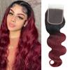 1B/99J Closure 14 Inch Burgundy Ombre 4X4 HD Lace Closure Free Part With Baby Hair Body Wave Closure Pre Plucked Natural Hairline Brazilian Virgin Hair Real Human Hair view 1