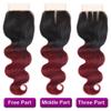 1B/99J Closure 14 Inch Burgundy Ombre 4X4 HD Lace Closure Free Part With Baby Hair Body Wave Closure Pre Plucked Natural Hairline Brazilian Virgin Hair Real Human Hair view 3