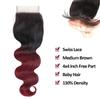1B/99J Closure 14 Inch Burgundy Ombre 4X4 HD Lace Closure Free Part With Baby Hair Body Wave Closure Pre Plucked Natural Hairline Brazilian Virgin Hair Real Human Hair view 4