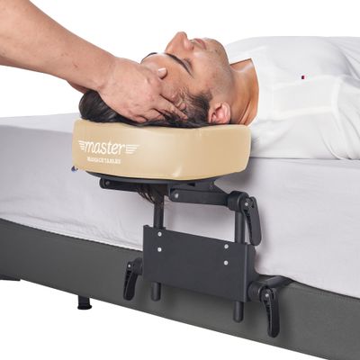 Master Massage Home Massage Kit Professional, Adjustable Headrest & PU Face Cushion for Private Masseuse, Face Down Mattress Top Massage Kit Family Use (Cream)