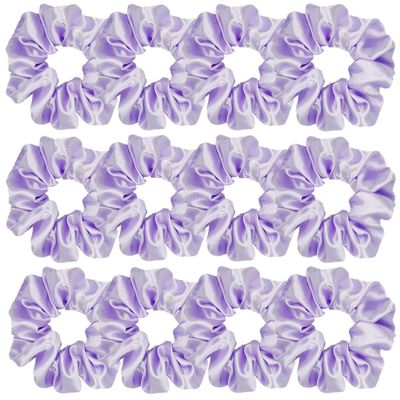 Sufermoe 12 Pcs Satin Silk Hair Scrunchies, Light Purple (4.5 Inch) Soft Hair Ties for Women and Girls - Versatile Hair Accessories for Hairstyles, Ponytails, Bows, and Bracelets