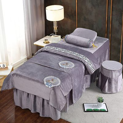 MIPOPS 4-Piece Flannel Massage Table Sheet Set, Waterproof Massage Table Cover, Protective Spa Treatment Sheet Set for Massage Tables, Machine Washable(C,190x80cm(75x31inch))