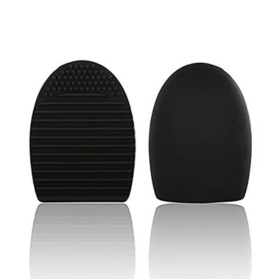 KALLORY Silicone Makeup Brush Cleaning Egg Tool Portable Design for Easy Use for Home and Travel Safe for All Skin Types Black