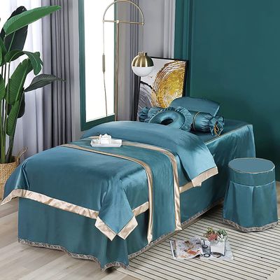 MIPOPS Soft Microfiber Massage Table Sheets Set 4 Piece Set, Spa Salon Bed Cover Solid Color Beauty Bedspreads for Body Physiotherapy Massage(G,185x80cm(73x31inch))