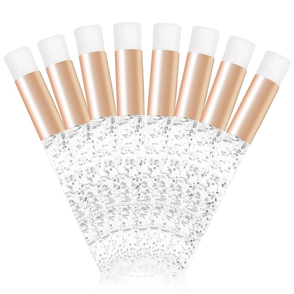 8 pcs Glitter Crystal Lash Extension Cleanser Shampoo Brushes, Peel Off Blackhead Brush Remover Tool,Nose Pore Deep Cleaning Brush For Eyelash Extensions (white)