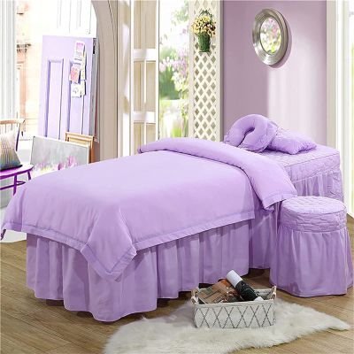 MIPOPS Soft Microfiber Massage Table Sheets Set 4 Piece Set, Spa Salon Bed Cover Soft Solid Color Beauty Bedspreads for Massage Tables(F,185x70cm(73x28inch))