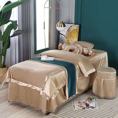 MIPOPS Soft Microfiber Massage Table Sheets Set 4 Piece Set, Spa Salon Bed Cover Solid Color Beauty Bedspreads for Body Physiotherapy Massage(E,190x75cm(75x30inch))