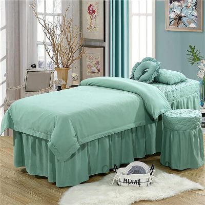 MIPOPS Soft Microfiber Massage Table Sheets Set 4 Piece Set, Spa Salon Bed Cover Soft Solid Color Beauty Bedspreads for Massage Tables(L,190x80cm(75x31inch))