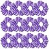 12 Pcs Satin Silk Hair Scrunchies Soft Hair Ties Fashion Hair Bands Hair Bow Ropes Hair Elastic Bracelet Ponytail Holders Hair Accessories for Women and Girls (4.5 Inch, Purple) view 1