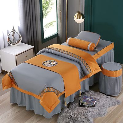 MIPOPS 4-Piece Microfiber Massage Table Sheet Set Includes Massage Face Rest Cover, Massage Table Cover and Massage Fitted Sheet for Body Physiotherapy Massage(I,190x80cm(75x31inch))