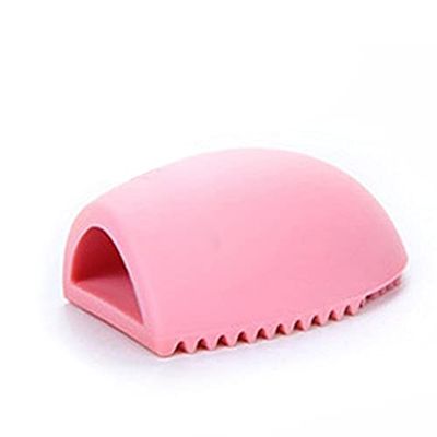 KALLORY Silicone Makeup Brush Cleaning Egg Hand-held Cosmetic Tool for Effortless Brush Care Durable and Design for Home and Travel Use Pink