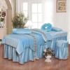MIPOPS Premium 4-Piece Massage Sheet Set, Flannel Soft Beauty Bedspreads Solid Color Massage Table Skirt for Body Fumigation Massage(Blue,190x70cm(75x28inch)) view 1