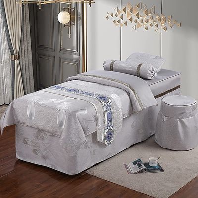 MIPOPS Soft Microfiber Massage Table Sheets Set 4 Piece Set, Non Slip Solid Color Salon Bed Cover, Salon Spa Massage Bed Cover for Body Fumigation Physiotherapy Massage(Gray,190x70cm(75x28inch))