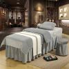 MIPOPS 4 Piece Set Massage Table Sheets Set, 100% Natural Velvet, Includes Massage Table Cover, Massage Fitted Sheet, and Massage Face Rest Cover(Gray,190x80cm(75x31inch)) view 1