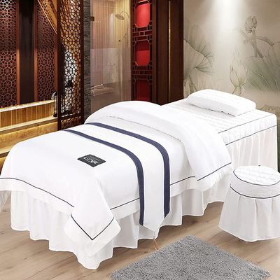MIPOPS 4-Piece Microfiber Massage Table Sheet Set, Soft Cotton Facial Bed Cover, Premium Breathable Beauty Bedspreads Salon Bed Cover for Body Physiotherapy Massage(White,185x80cm(73x31inch))