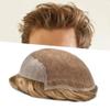 Toupee for Men Hair Replacement System Swiss Lace Mens toupee Front Bleached Knot Natural Hairline Men Hair Unit 100% Human Hair Gray Brown Black Blonde Men Hair Piece (7"X9", #17R Brown/Blonde Mix Warm Tone-90% Light Density) view 1