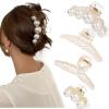 Mehayi 4 PCS Large Pearl Hair Claw Clips for Women Girls, Hair Barrette Clamps for Thick Thin Hair, Fashion Hair Accessories Headwear Styling Tools for Party Wedding view 1