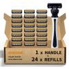 3-Blade Razor,Plastic Anti-slip Men Manual Refill Cartridges razors, Reusable Face Cleansing Care Tool, Shave Supplies for Men and Women - Black view 1