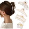 Mehayi 4 PCS Large Pearl Hair Claw Clips for Women Girls, Hair Barrette Clamps for Thick Thin Hair, Fashion Hair Accessories Headwear Styling Tools for Party Wedding view 1