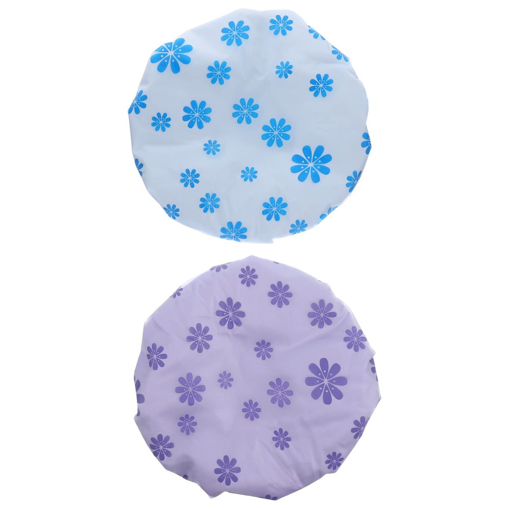 Ciieeo 2pcs Shower Caps for Women Three Hair Bonnets Elastic Design Comfortable and Convenient Bathing Hats for Sleeping and for Natural Hair and Curls