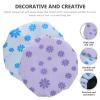Ciieeo 2pcs Shower Caps for Women Three Hair Bonnets Elastic Design Comfortable and Convenient Bathing Hats for Sleeping and for Natural Hair and Curls view 4