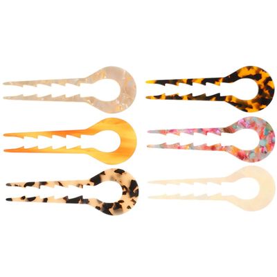 Uonlytech 6pcs Cellulose Acetate Sheet Hairpin French Hair Pin Cellulose Acetate Hair Clip French Pin U Shape Hair Stick Hair Clips Chinese Hair Stick Women's European Fashion Hair Fork