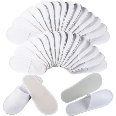 ASkinds 24 Pairs Spa Slippers, Disposable Slippers Unisex Disposable House Slippers for Hotel Home Guest Massage, White Closed Toe