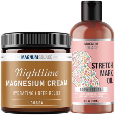 Nighttime Magnesium Cream and Stretch Mark Oil Cocoa - 2 Pack