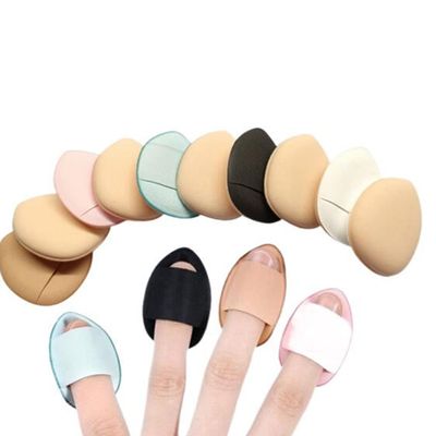 10 Pack Finger Powder Puff with Finger Holder Strap, Mini Fingertip Makeup Sponge Pad for Liquid Foundation, Cream, Concealer, Eye Shadow, Wet Dry Beauty Makeup Tools (5 Color)