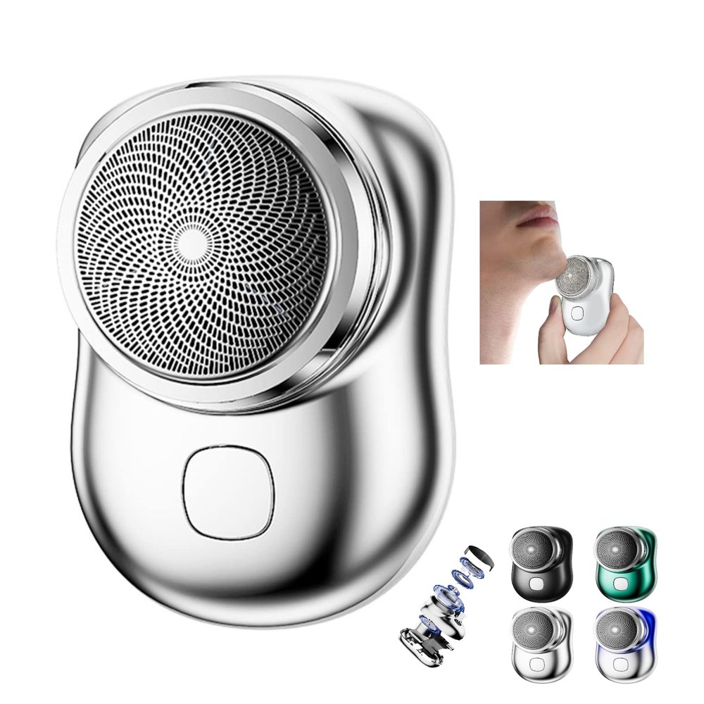 GYLCTOM Mini Shaver Portable Electric Shaver, 2023 New Pocket Shave, Magic USB Mini Razor for Men, Rechargeable Travel Razors Men Shaving Face, Silver, 3.943.581.93 Inch, 1.0 Count