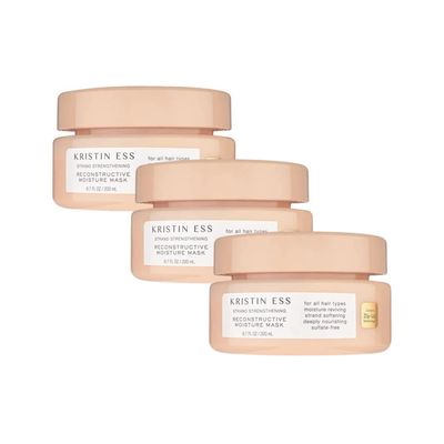 Kristin Ess Hair Strand Strengthening Reconstructive Moisture Mask, Deep Conditioning Hair Treatment for Dry Damaged Hair, Sulfate and Paraben Free, Color + Keratin Safe, 6.7 fl. oz. (Pack of 3)