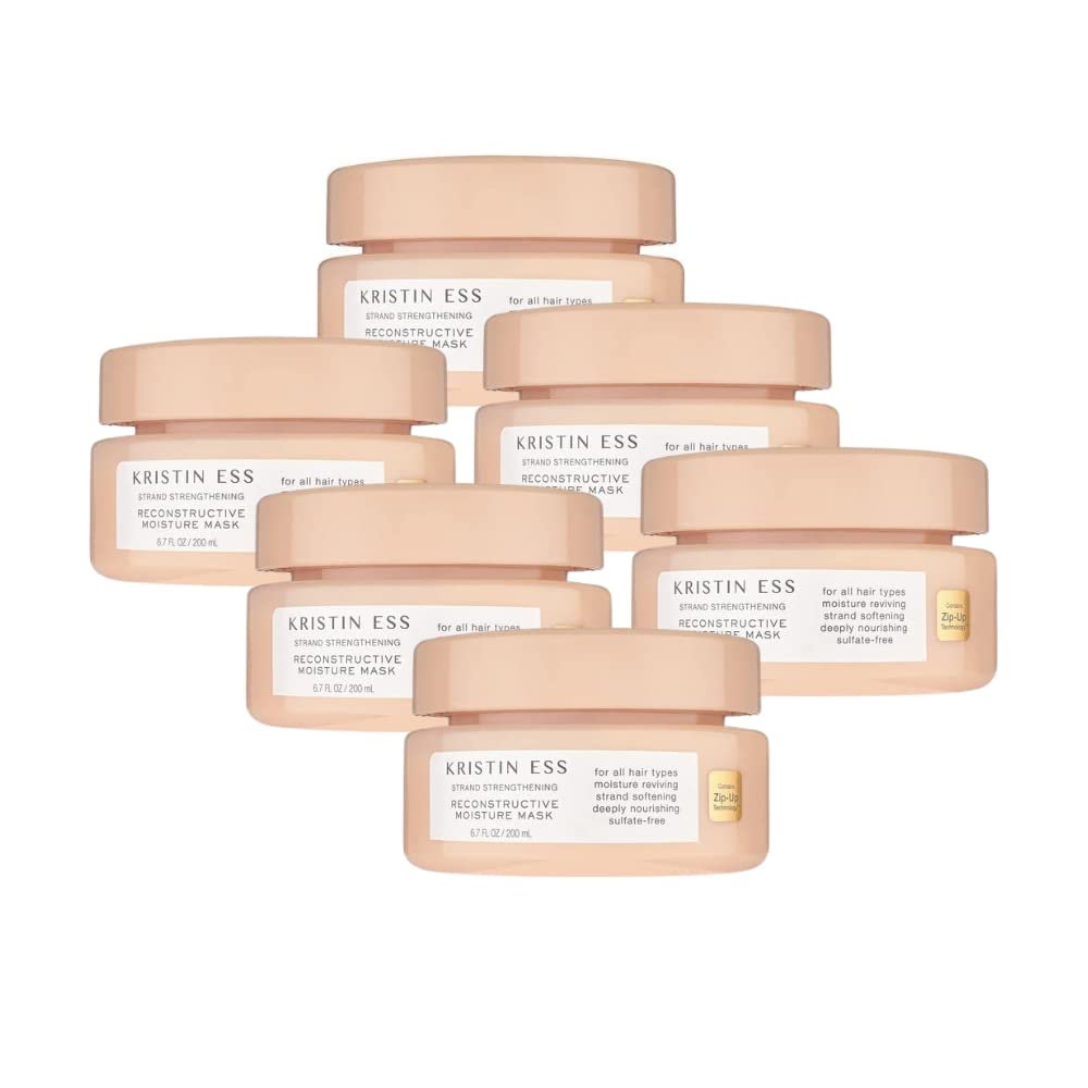 Kristin Ess Hair Strand Strengthening Reconstructive Moisture Mask, Deep Conditioning Hair Treatment for Dry Damaged Hair, Sulfate and Paraben Free, Color + Keratin Safe, 6.7 fl. oz. (Pack of 6)