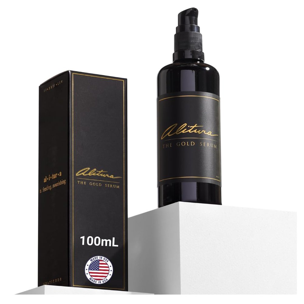 Alitura Anti-Aging Peptide & Collagen Gold Serum for Face  with Vitamin A, CoQ10 & Astaxanthin  Korean-Inspired Hydrating Serum for Wrinkles, Radiance & Firmness  100ml