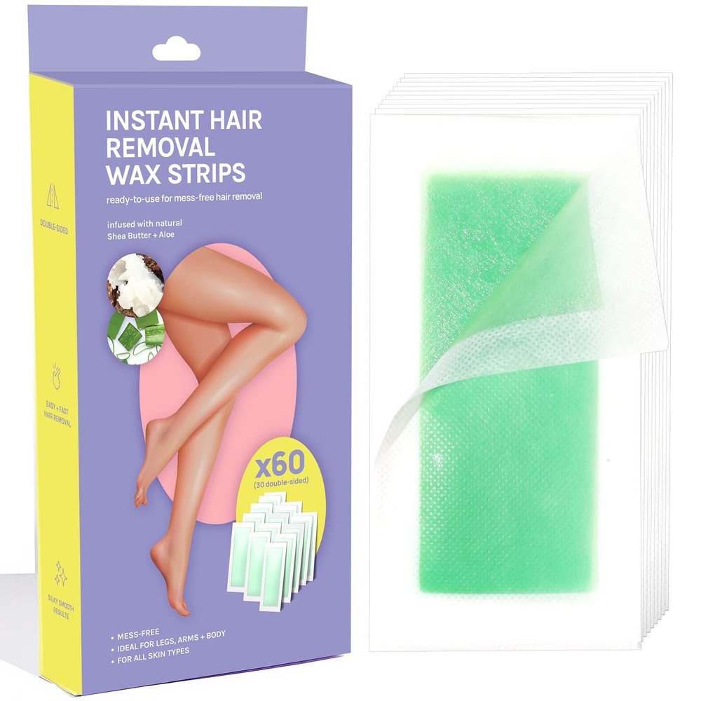 AOA Studio Instant Hair Removal Wax Strips Double Side for Women, Men 30counts