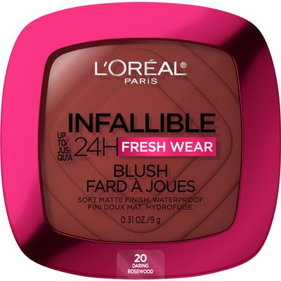 L'Oreal Paris Infallible Up to 24H Fresh Wear Soft Matte Blush, Blendable, Long-Lasting and Waterproof Cheek Make Up, Daring Rosewood 20, 0.31 Oz