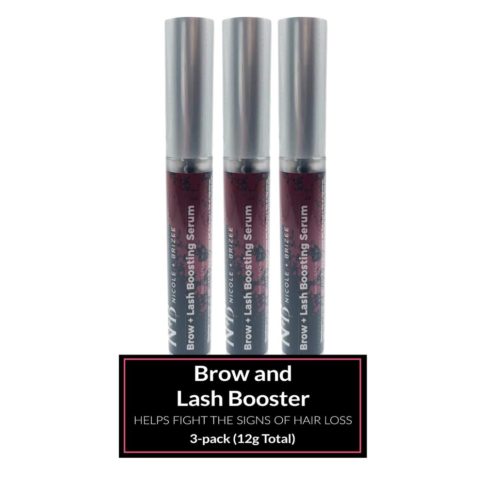Nicole + Brizee Brow & Lash Serum Natural Formula with Biotin, Squalene, Ubiquinone, Wheat & Soy Amino Acids, Provitamin B5 Supports Thicker, Fuller Lashes and Brows Made in The USA - 3 Pack