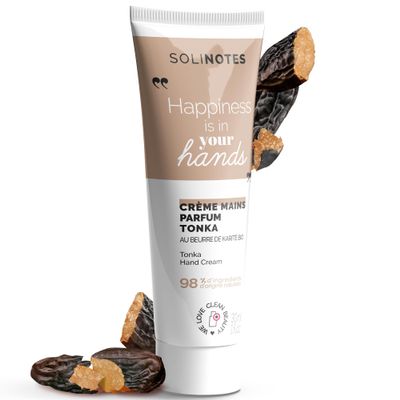 Solinotes Tonka Nourishing Hand Cream  Hydrating Moisturizer with Organic Shea Butter & Sweet Almond Oil - Fast-Absorbing, Non-Greasy Formula for Soft Hands with 97.8% Natural Ingredients (1 Fl Oz)