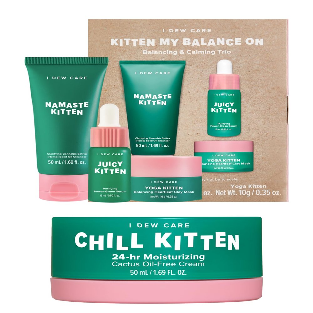 I Dew Care Skincare Set - Kitten My Balance On + Moisturizer Face Cream - Chill Kitten, 1.69 Fl Oz Bundle