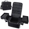 Deciniee Large Makeup Travel Train Case, Upgraded Plus Size Nail Supply Organizers and Storage for Nail Tech, Black 4 Tier Cosmetic Train Case Makeup Box, Nail Polish Makeup Organizer and Storage Bag view 1