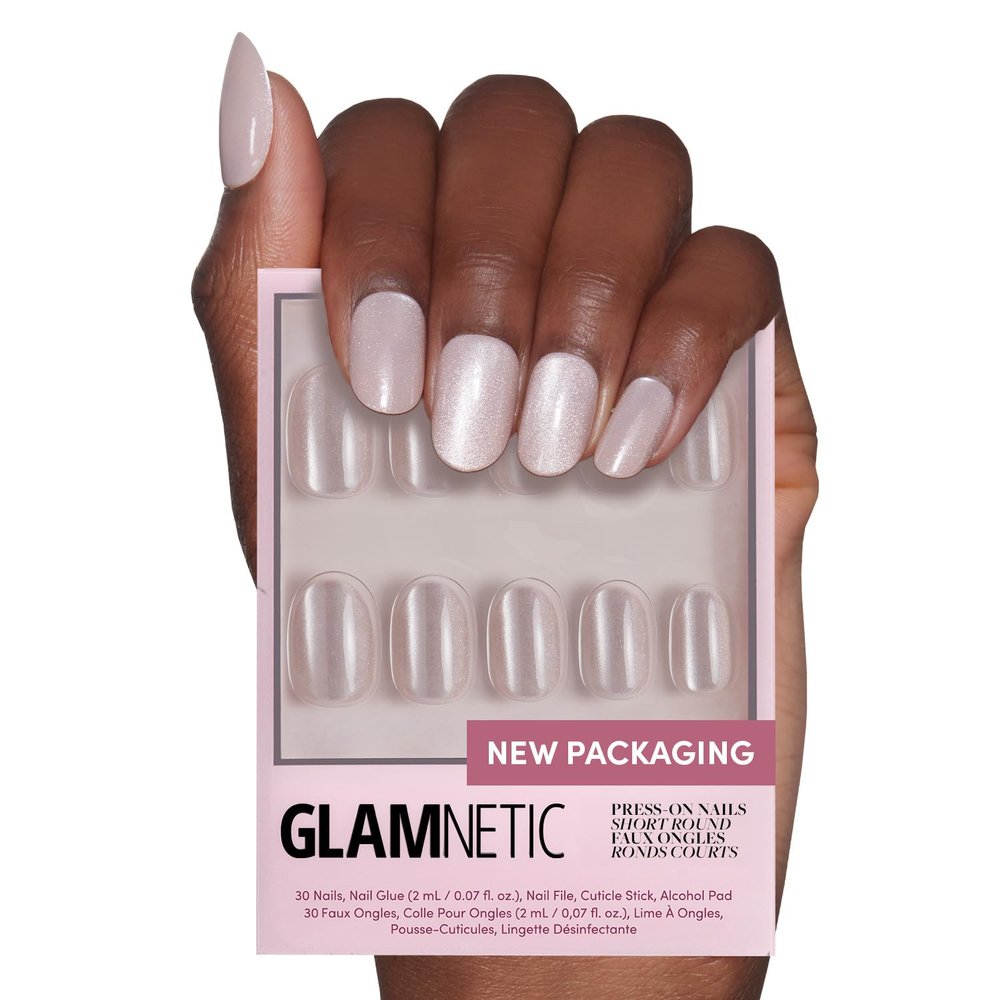 Glamnetic Press On Nails - Short Round, Glossy Fake Nails 30 Pc Full Kit