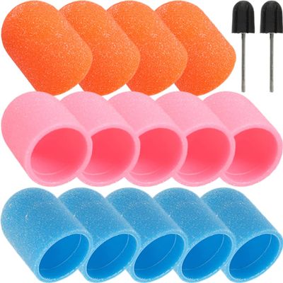 FOMIYES 3sets Manicure Polishing Caps Nail Sanding Caps Grinding for Electric Nail Drills Includes and Home Use
