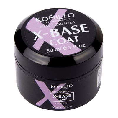 KOMILFO Rubber Gel Coat - 8ml/15ml/30ml, Fiber X-Base, French White, LED/UV Coat, Soak Off (X-Base 30ml, No Brush)