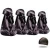 4PCS Silky Durags for Men Women 360 Waves with 1 Wave Cap, Silky Satin Durag Extra Long Tails Black Black Black Black view 1