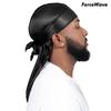 4PCS Silky Durags for Men Women 360 Waves with 1 Wave Cap, Silky Satin Durag Extra Long Tails Black Black Black Black view 2